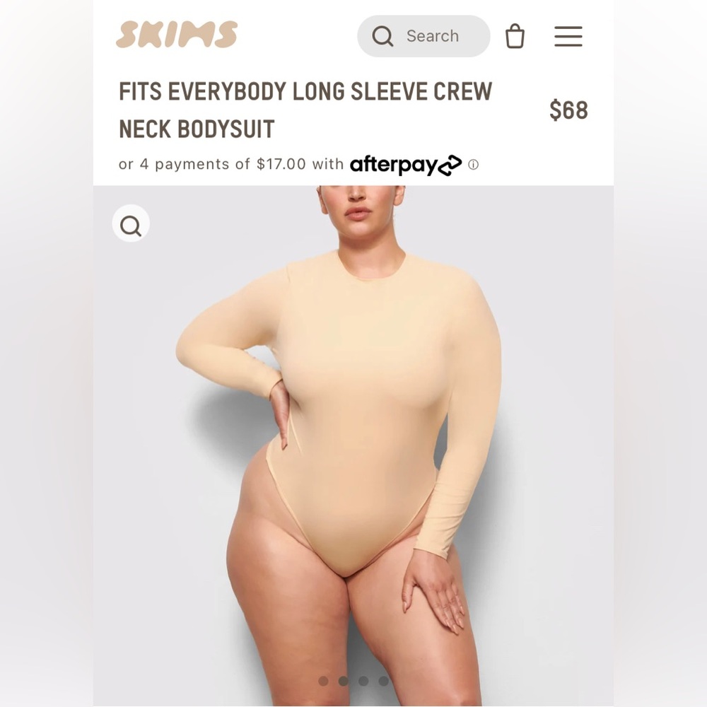 SKIMS sand fits everybody long sleeve crew neck bodysuit (M) - Picture 2 of 5